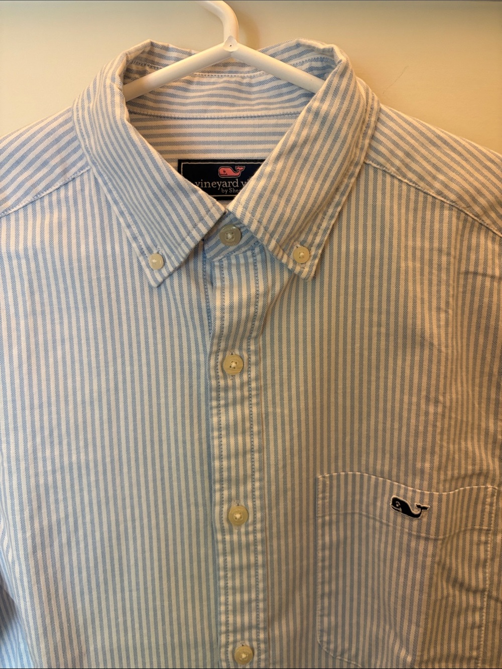 Vineyard Vines Light Blue and White Striped Button-Down Shirt